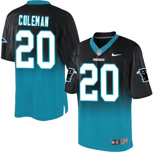Nike Panthers #20 Kurt Coleman Black/Blue Men's Stitched NFL Elite Fadeaway Fashion Jersey - Click Image to Close